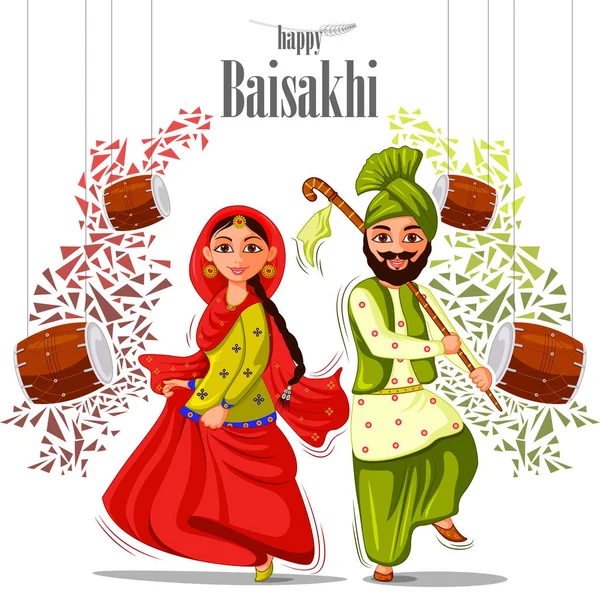 Saluti sfondo per il festival di Capodanno Punjabi Vaisakhi celebrato in Punjab India — Vettoriale Stock