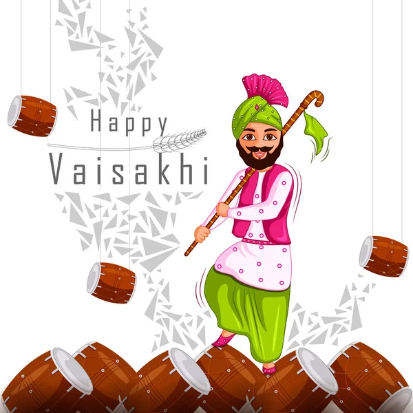 Grüße Hintergrund für Punjabi Neujahrsfest Vaisakhi in Punjab Indien gefeiert — Stockvektor