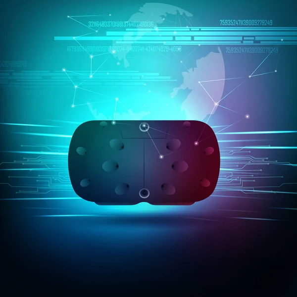 미래지향적인 사이버 공간 기술을 경험할 수 있는 VR 가상 현실 헤드셋 안경 — 스톡 벡터