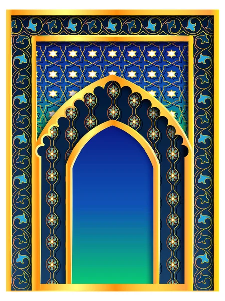 斋月的斋月背景与伊斯兰清真寺的问候 — 图库矢量图片