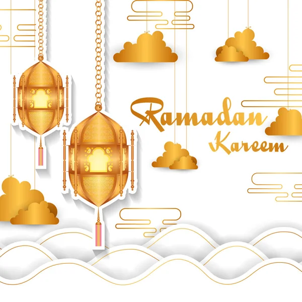 Oświetlony Lampa dla Ramadan Kareem pozdrowienia dla Ramadan tło — Wektor stockowy