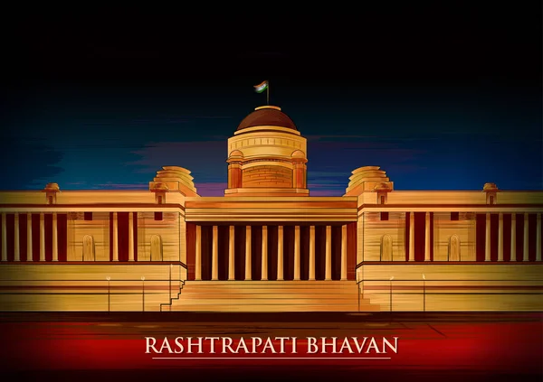 Historiska monument Rashtrapati Bhavan i New Delhi, Indien — Stock vektor
