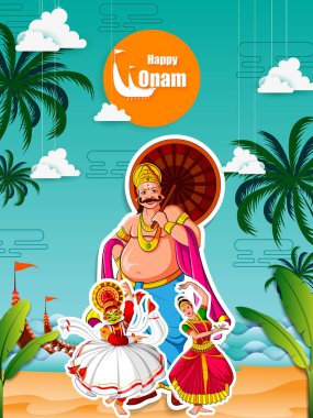 Mutlu Onam Festivali arka plan Kerala vektör çizim