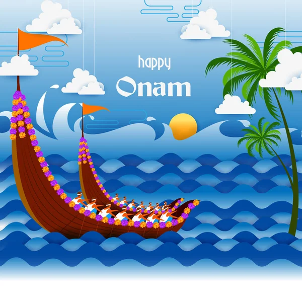 Vector illustration of Happy Onam Festival background of Kerala — Stock Vector