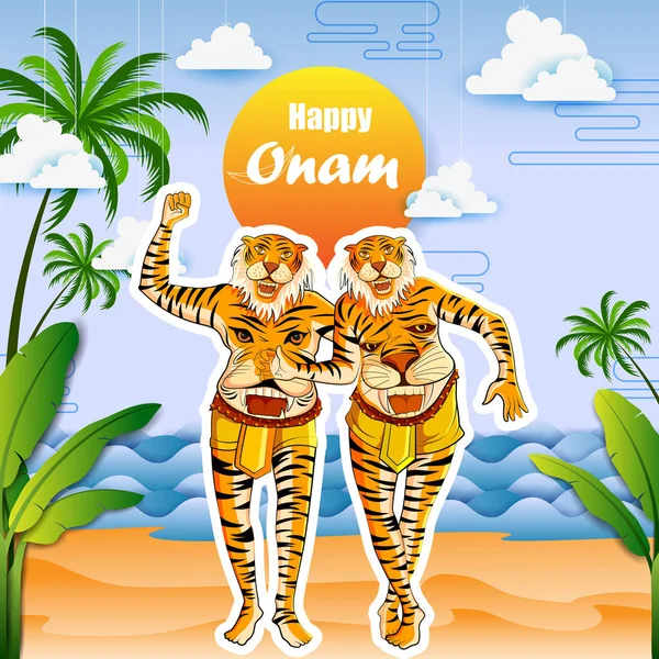 Векторная иллюстрация на фоне фестиваля Happy Onam в Керале — стоковый вектор