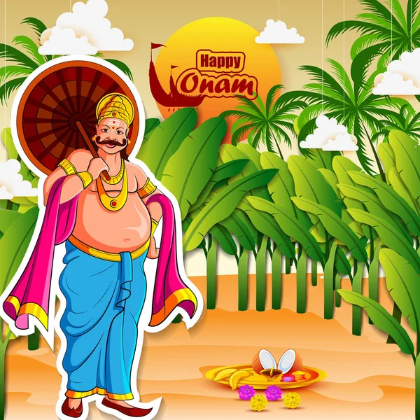 Mutlu Onam Festivali arka plan Kerala vektör çizim — Stok Vektör
