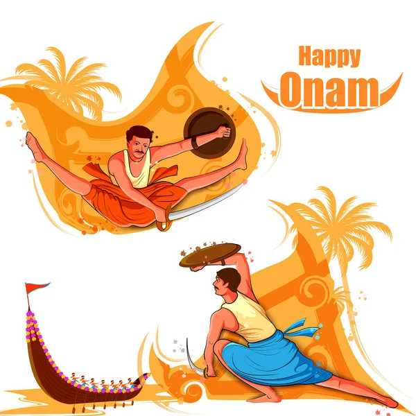 Ilustración vectorial de fondo Feliz Festival Onam de Kerala — Vector de stock