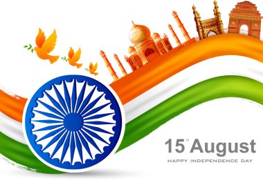 Indian tricolor background for 15th August Happy Independence Day of India clipart