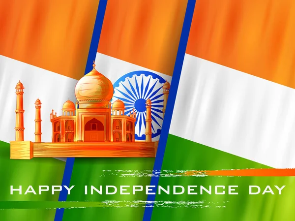 Indische Trikolore am 15. August: Happy Independence Day of India — Stockvektor