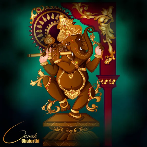 Άρχοντας Ganapati για Happy Ganesh Chaturthi φεστιβάλ θρησκευτικό φόντο πανό — Διανυσματικό Αρχείο