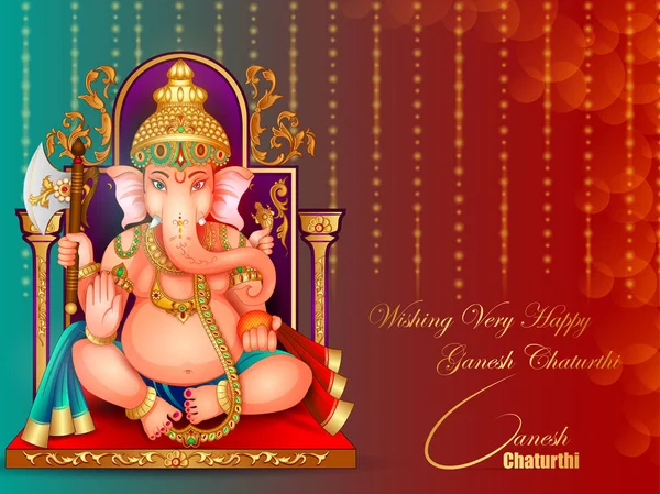 Lord Ganapati para Happy Ganesh Chaturthi festival fundo bandeira religiosa —  Vetores de Stock