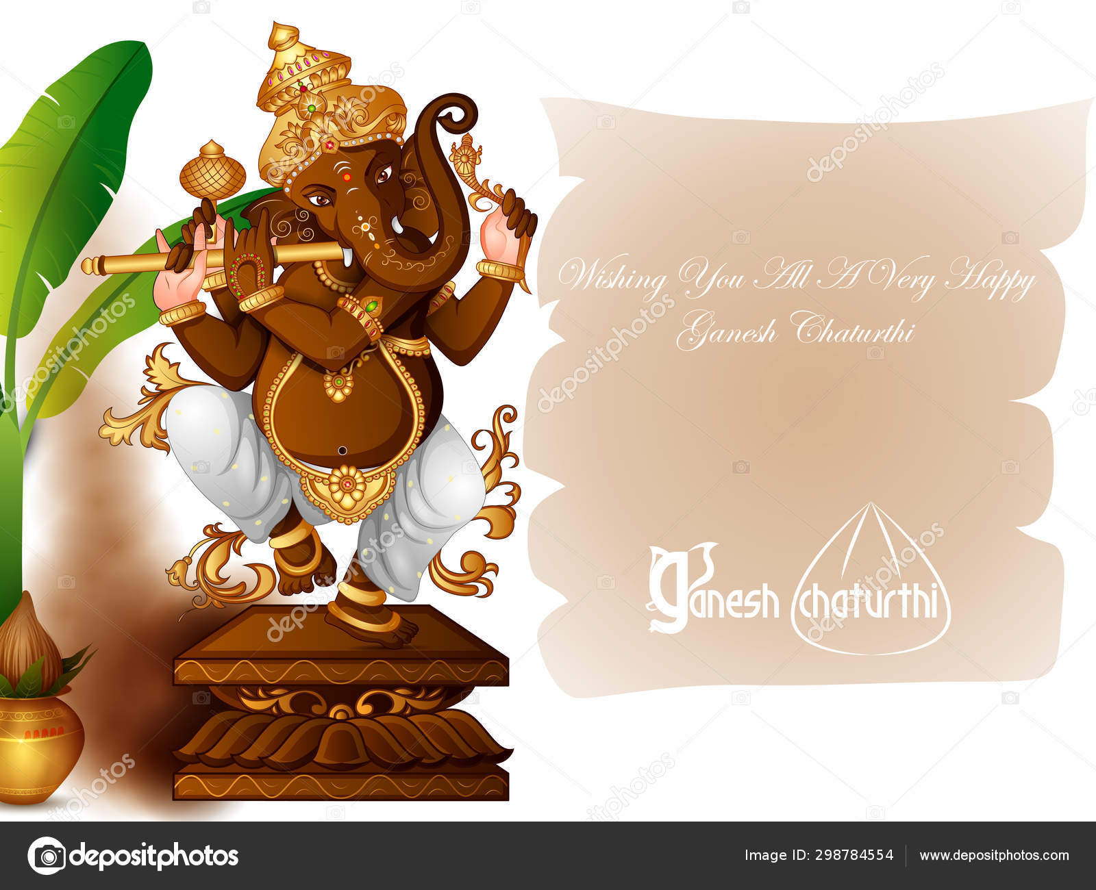 Lord Ganapati for Happy Ganesh Chaturthi festival religious banner  background Stock Vector Image by ©stockshoppe #298784554