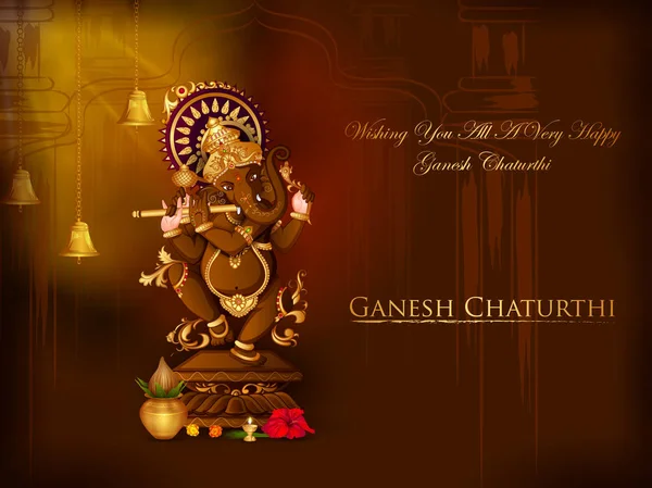 Ganapati勋爵庆祝Ganesh Chaturthi节的宗教旗帜背景 — 图库矢量图片