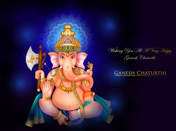 Lord Ganapati para Happy Ganesh Chaturthi festival fundo bandeira religiosa —  Vetores de Stock