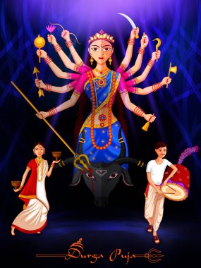 Happy Durga Puja festival background for India holiday Dussehra clipart