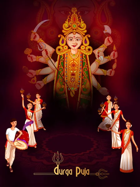 Happy Durga Puja festival pozadí pro indické svátky Dussehra — Stockový vektor