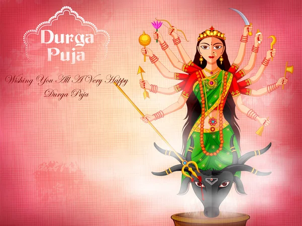 Feliz festival Durga Puja fondo para vacaciones en la India Dussehra — Vector de stock