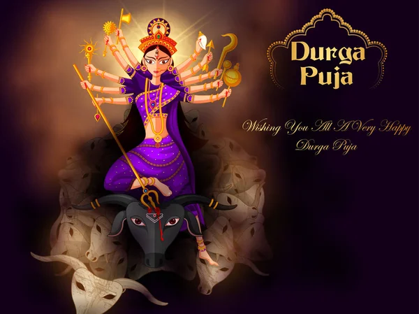 Happy Durga Puja festival achtergrond voor India vakantie Dussehra — Stockvector