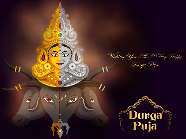 Feliz festival Durga Puja fondo para vacaciones en la India Dussehra — Vector de stock