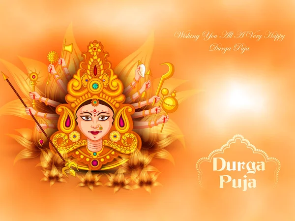 Happy Durga Puja fundo do festival para férias na Índia Dussehra — Vetor de Stock