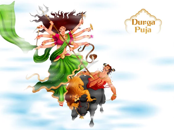 杜尔加普佳节快乐印度节日的背景杜塞赫拉 — 图库矢量图片