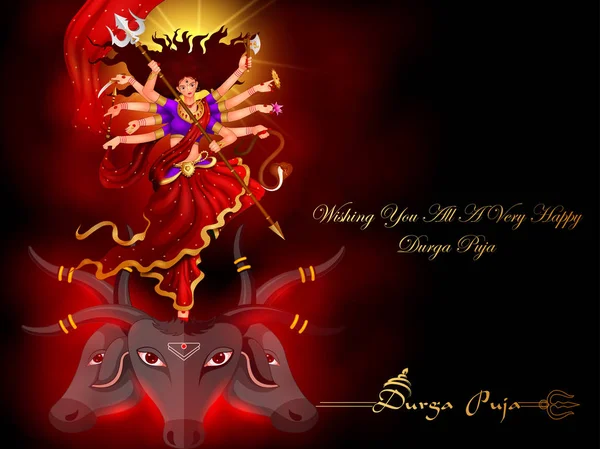 Happy Durga Puja fundo do festival para férias na Índia Dussehra — Vetor de Stock