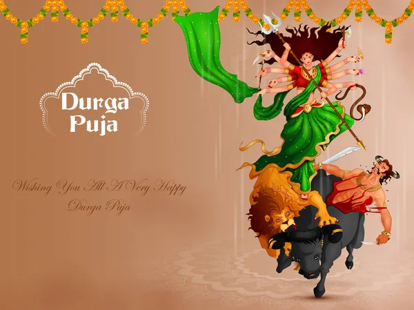 Glad Durga Puja festival bakgrund för Indien semester Dussehra — Stock vektor