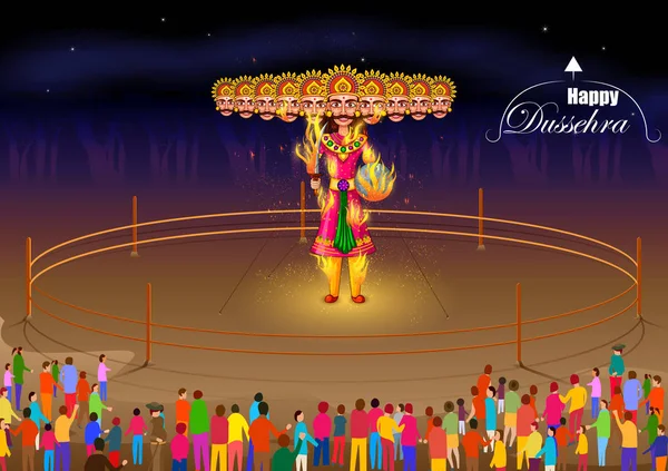 Ravana in Happy Navratri Dussehra festival van India — Stockvector