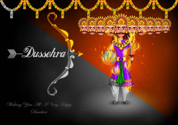 Ravana i Happy Navratri Dussehra festivalen av Indien — Stock vektor