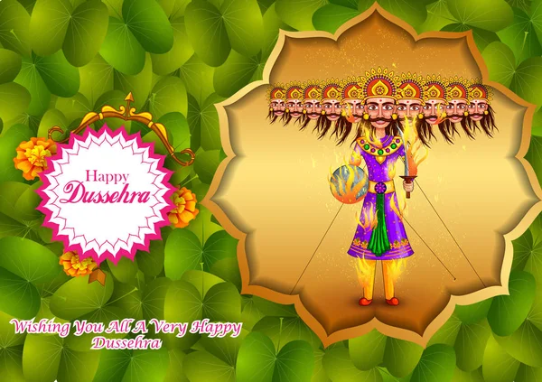 Ravana em Happy Navratri Dussehra festival da Índia — Vetor de Stock