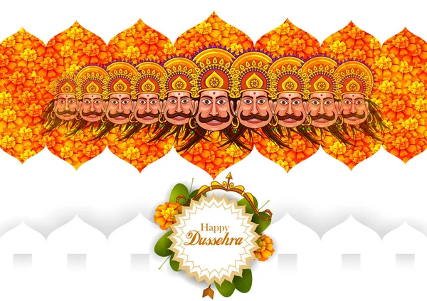 Ravana mutlu Navratri Dussehra Festivali'nde Hindistan — Stok Vektör