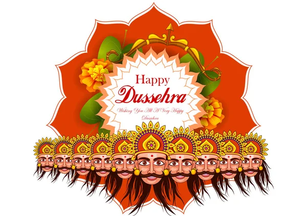 Rawana w Happy Navratri Dussehra Festiwal Indii — Wektor stockowy