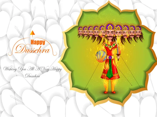 Ravana en el feliz festival Navratri Dussehra de la India — Vector de stock