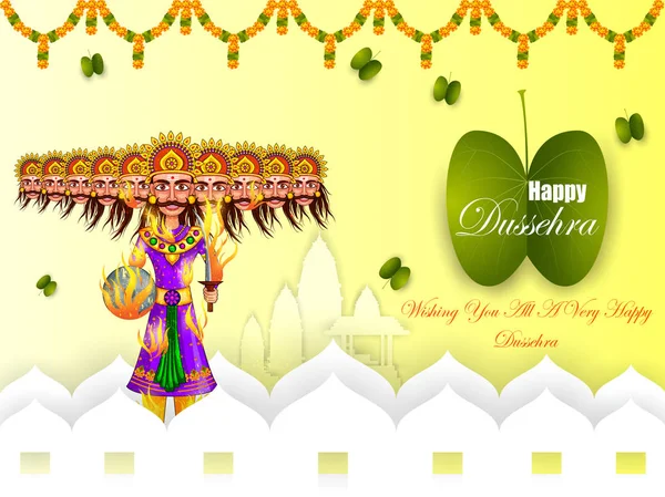 Ravana in Happy Navratri Dussehra festival van India — Stockvector