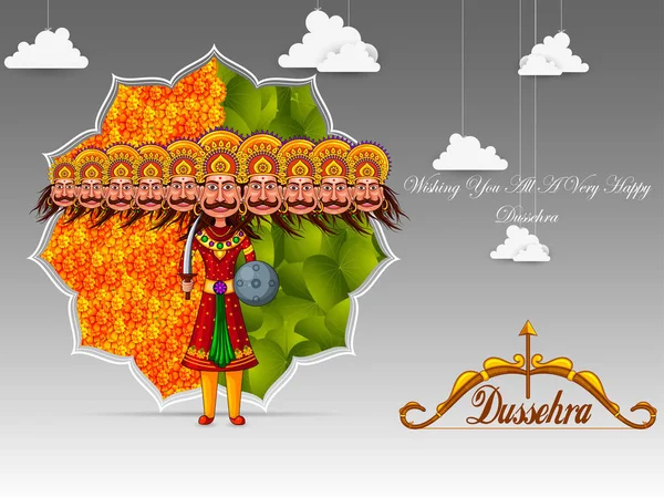 Ravana in Happy Navratri Dussehra festival van India — Stockvector