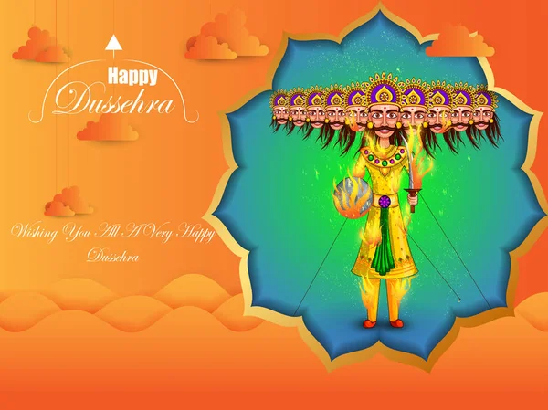 Ravana em Happy Navratri Dussehra festival da Índia — Vetor de Stock