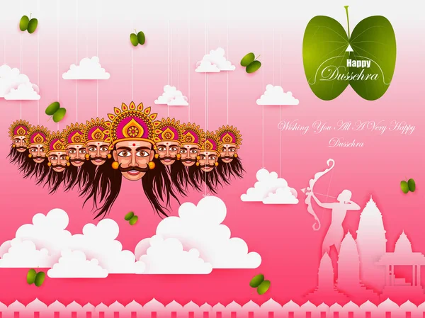 Ravana in Happy Navratri Dussehra festival van India — Stockvector