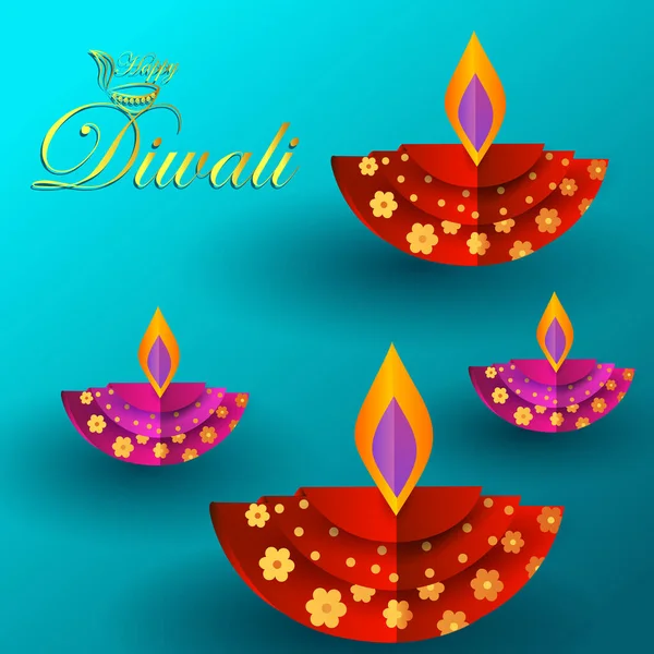 Décoré Diya pour Happy Diwali fête fête fête de l'Inde fond de salutation — Image vectorielle
