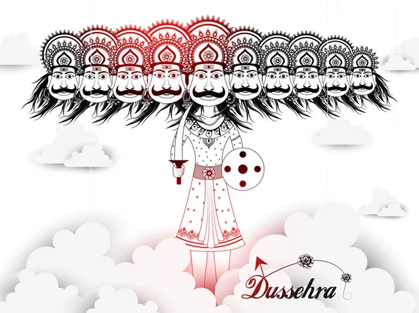 Ravana mutlu Navratri Dussehra Festivali'nde Hindistan — Stok Vektör
