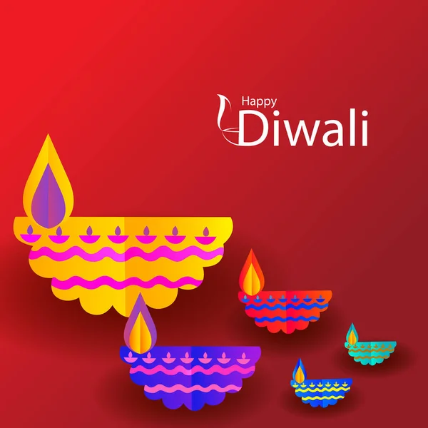 Décoré Diya pour Happy Diwali fête fête fête de l'Inde fond de salutation — Image vectorielle