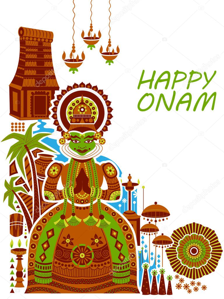 Happy Onam background for Festival of South India Kerala