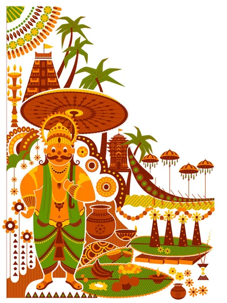 Happy Onam fond pour le Festival de l'Inde du Sud Kerala — Image vectorielle