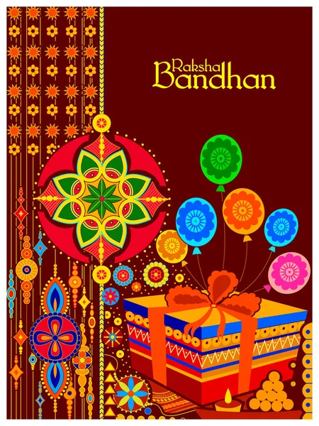 Rakhi decorado para el festival indio Raksha Bandhan de la celebración del vínculo hermano y hermana en la India — Vector de stock