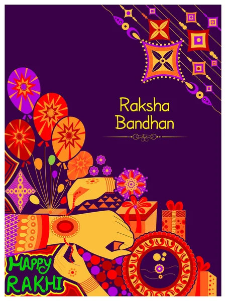 Rakhi decorado para o festival indiano Raksha Bandhan de irmão e irmã celebração de ligação na Índia — Vetor de Stock