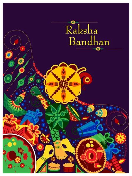 Zdobené Rakhi pro indický festival Raksha Bandhan bratr a sestra bonding oslavy v Indii — Stockový vektor