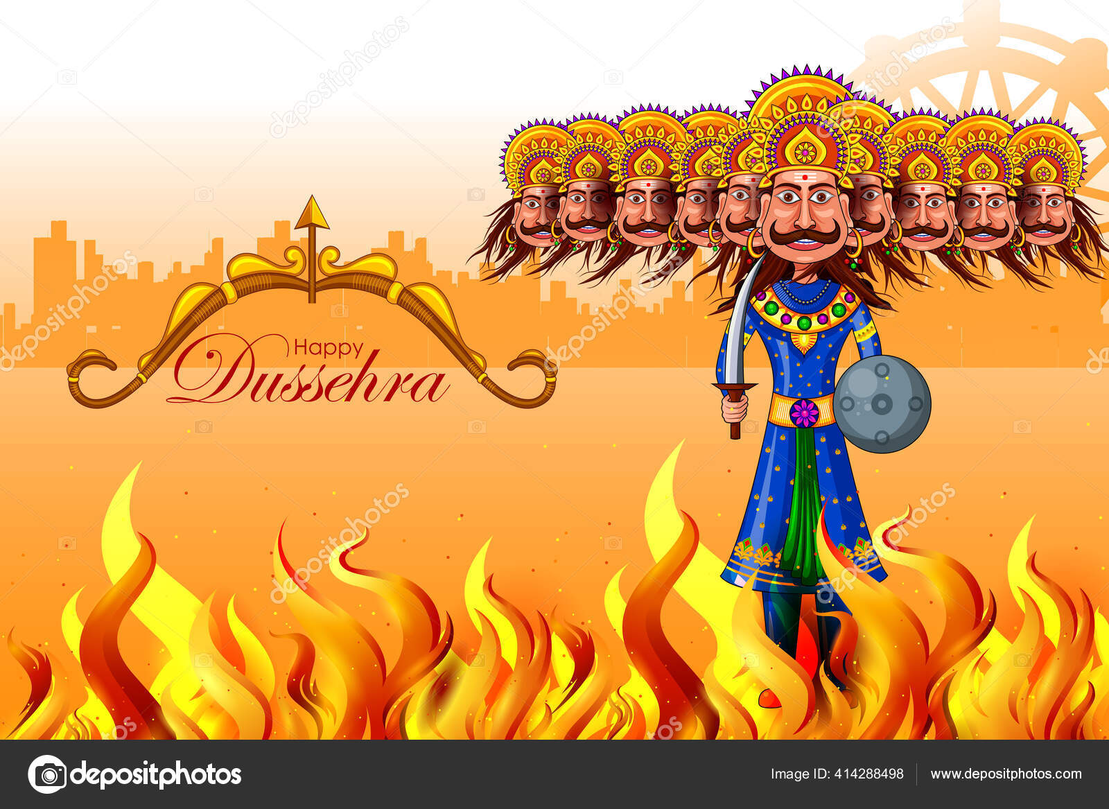 Ravana in Happy Navratri festival of India with Hindi word meaning Dussehra  Stock Vector Image by ©stockshoppe #414288498