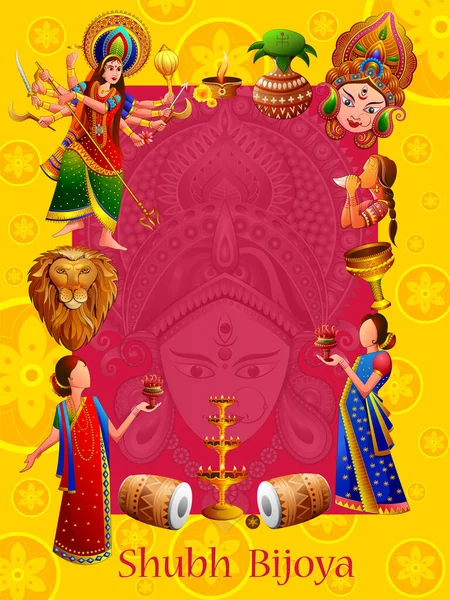 Happy Durga Puja tło festiwal dla Indie wakacje Dussehra — Wektor stockowy