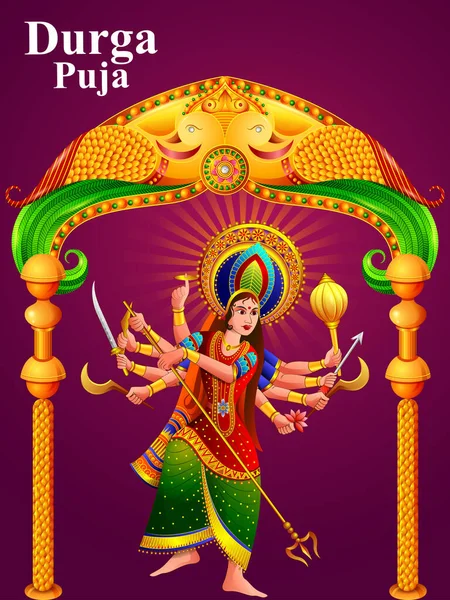 Happy Durga Puja fundo do festival para férias na Índia Dussehra — Vetor de Stock