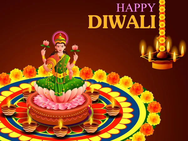 Odznaczony Diya dla Happy Diwali święto święto święto tle powitania Indii — Wektor stockowy