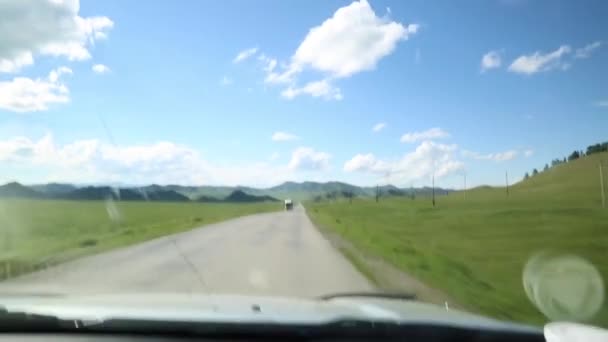 Camino Del Automóvil Las Montañas Altai Rusia Ruta Chuysky Trakt — Vídeos de Stock